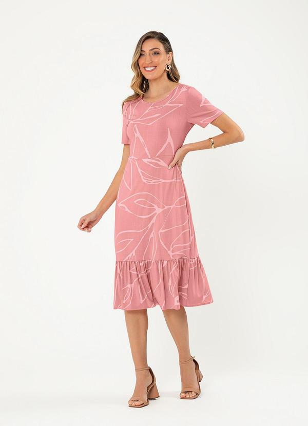 Cativa - Vestido Midi em Viscose Rosa Claro