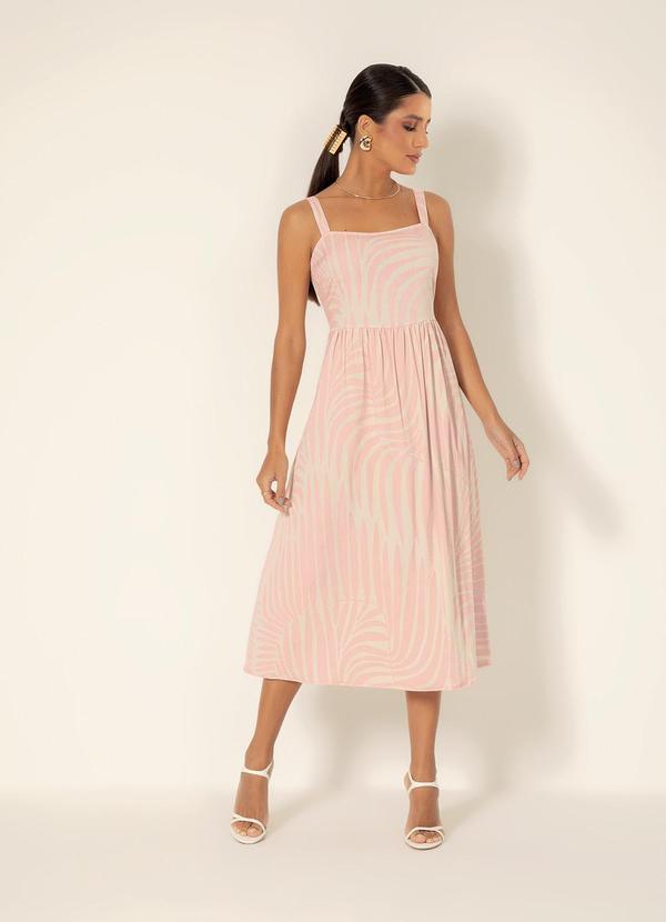 Gris - Vestido Midi em Viscose Rosa Claro