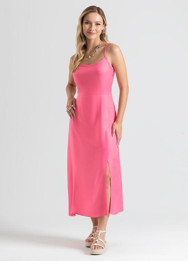 Cativa - Vestido Midi em Viscose Rosa