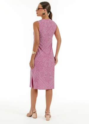 Habana - Vestido Midi em Viscose Rosa - HABANA