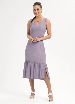 Habana - Vestido Midi em Viscose Roxo - HABANA