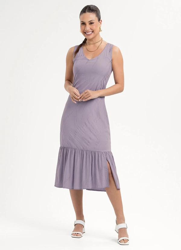Habana - Vestido Midi em Viscose Roxo