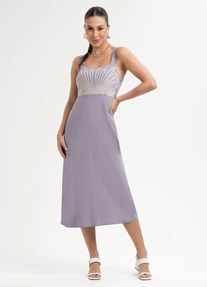 Habana - Vestido Midi em Viscose Roxo - HABANA