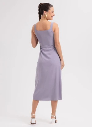 Habana - Vestido Midi em Viscose Roxo - HABANA