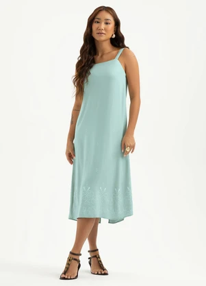 Cativa - Vestido Midi em Viscose Verde Claro - CATIVA