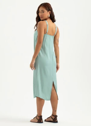 Cativa - Vestido Midi em Viscose Verde Claro - CATIVA