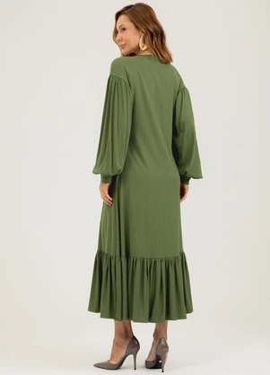 Cativa - Vestido Midi em Viscose  Verde Escuro - CATIVA