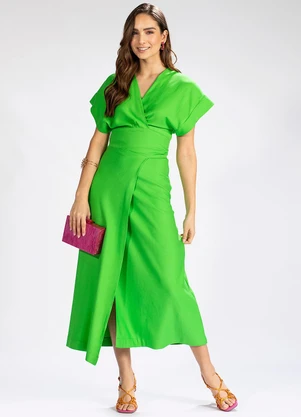 Colcci - Vestido Midi em Viscose Verde - COLCCI