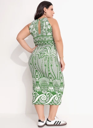 Farm - Vestido Midi em Viscose Verde - FARM
