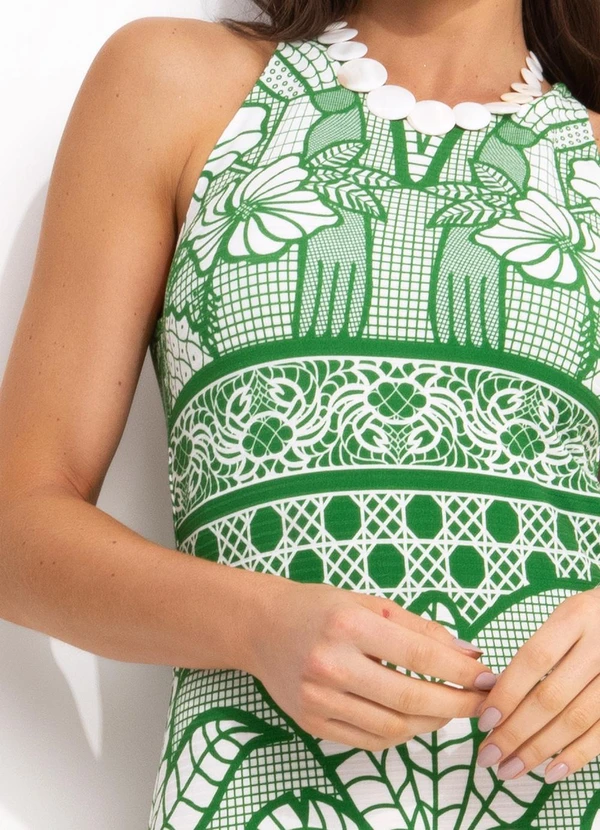 Farm - Vestido Midi em Viscose Verde 4