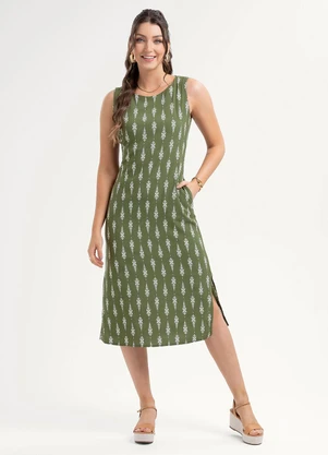 Habana - Vestido Midi em Viscose Verde - HABANA
