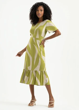 Cativa - Vestido Midi em Viscose Verde - CATIVA