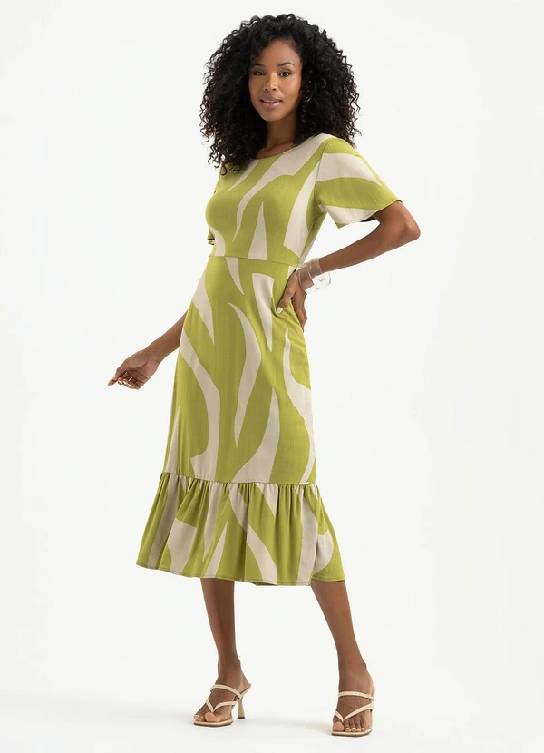 Cativa - Vestido Midi em Viscose Verde