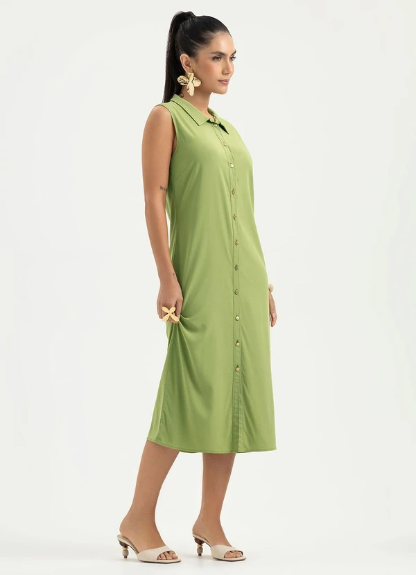Cativa - Vestido Midi em Viscose Verde