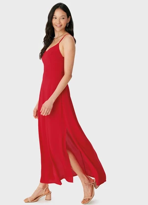 Malwee - Vestido Mídi em Viscose Vermelho - MALWEE