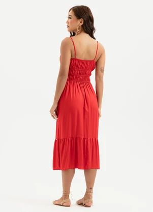 Cativa - Vestido Midi em Viscose Vermelho - CATIVA