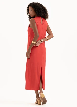 Cativa - Vestido Midi  em Viscose Vermelho - CATIVA