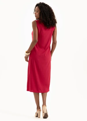Cativa - Vestido Midi em Viscose Vermelho - CATIVA