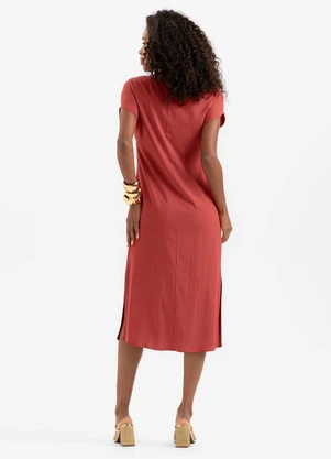 Cativa - Vestido Midi em Viscose Vermelho - CATIVA