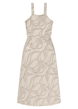 Rovitex - Vestido Midi em Viscotorcion Bege - ROVITEX