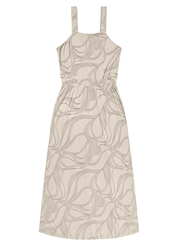 Rovitex - Vestido Midi em Viscotorcion Bege