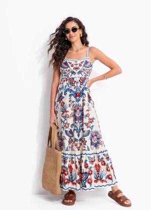 Farm - Vestido Midi Encanto Boho Bege - FARM