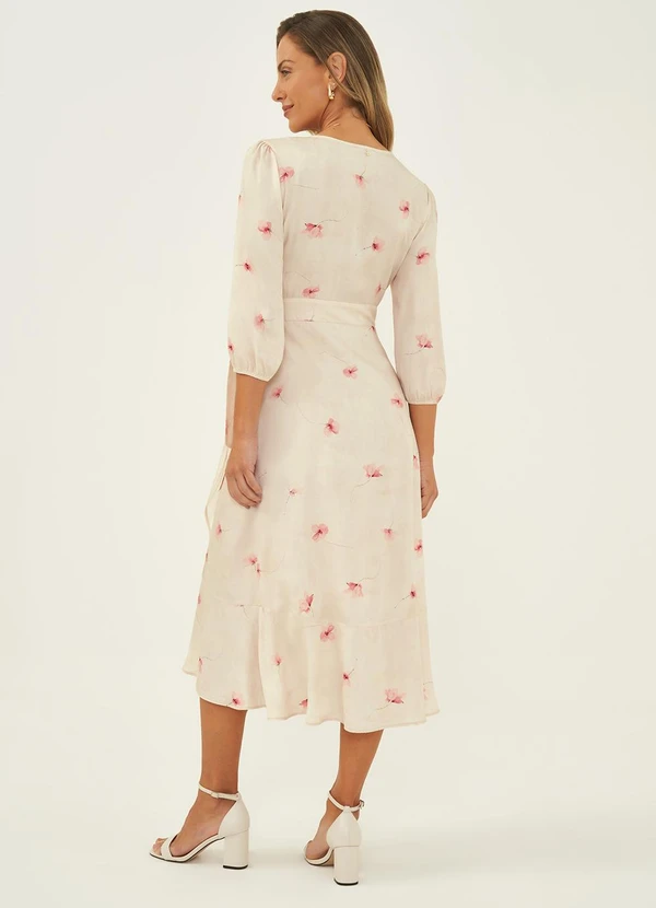 Principessa - Vestido Midi Estampada Floral Baunilha Sonia 2