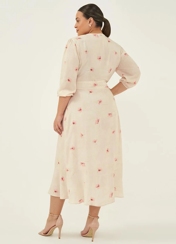 Principessa - Vestido Midi Estampada Floral Baunilha Sonia 4