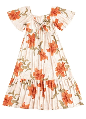 Soft Bonni - Vestido Midi Estampado Adulto Feminino Laranja - SOFT BONNI
