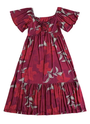 Soft Bonni - Vestido Midi Estampado Adulto Feminino Vermelho - SOFT BONNI
