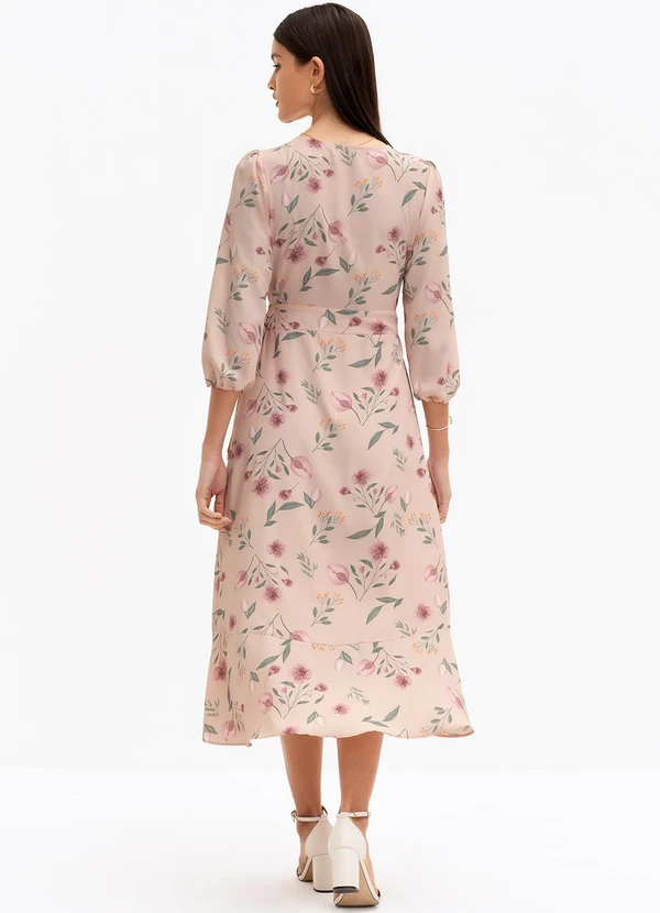 Principessa - Vestido Midi em Crepe Estampado Rosê Floral Amber 2