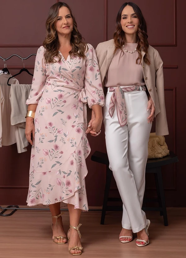 Principessa - Vestido Midi em Crepe Estampado Rosê Floral Amber 4