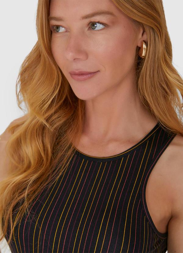 Malwee - Vestido Midi Estampado em Viscose Stretch Preto 5