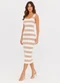 Infinita Cor - Vestido Midi Estampado Malha Cotton Bege - variação: Bege