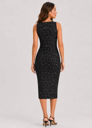 Infinita Cor - Vestido Midi Estampado Malha Cotton Cinza - INFINITA COR