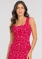 Infinita Cor - Vestido Midi Estampado Malha Cotton Bege - variação: Vermelho