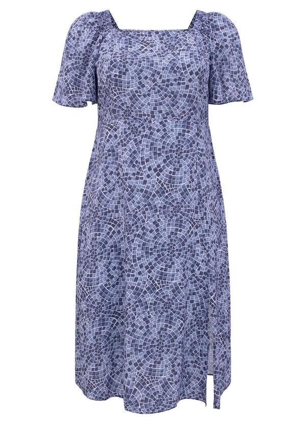 Lunender Mais Mulher - Vestido Midi Estampado Manga Flare Azul 4