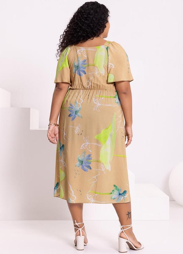 Lunender Mais Mulher - Vestido Midi Estampado Manga Flare Verde 2