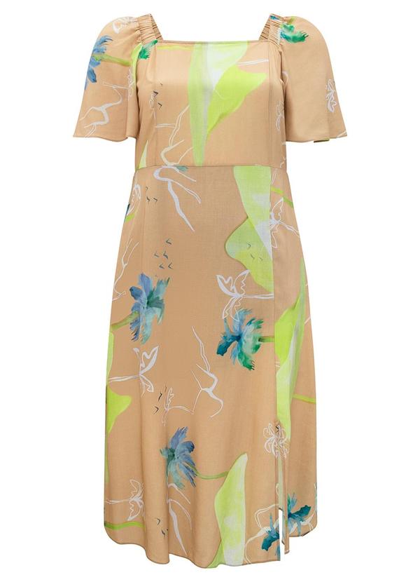Lunender Mais Mulher - Vestido Midi Estampado Manga Flare Verde 4