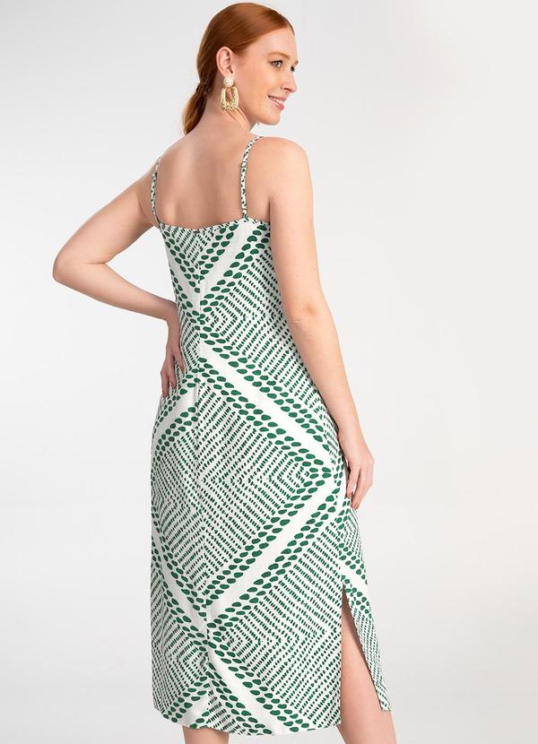 Lunender - Vestido Midi Estampado Retilínea Verde 2