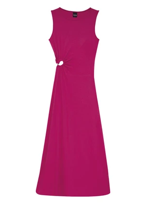 Enfim - Vestido Mídi Evasê Cut Out Fúcsia - ENFIM