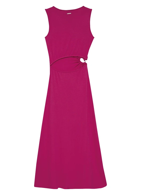 Enfim - Vestido Mídi Evasê Cut Out Fúcsia 3