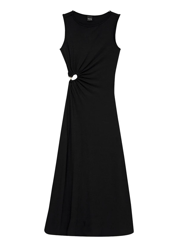Enfim - Vestido Mídi Evasê Cut Out Preto 2