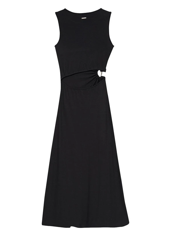 Enfim - Vestido Mídi Evasê Cut Out Preto 3