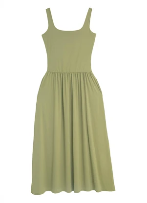 Enfim - Vestido Mídi Evasê em Malha Verde Menta - ENFIM