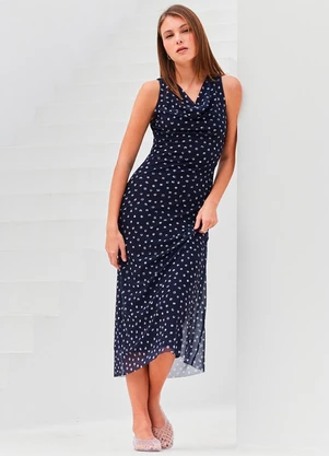 Sofie - Vestido Midi Evasê em Tule Spring Flow Azul - SOFIE
