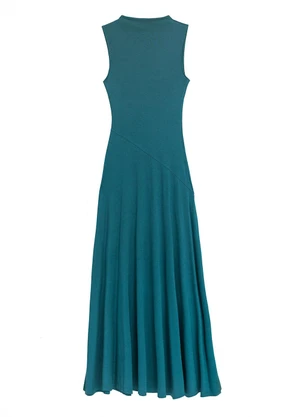 Enfim - Vestido Mídi Evasê em Viscose Azul Turquesa - ENFIM