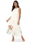 Malwee - Vestido Mídi Evasê Floral Branco - variação: Branco