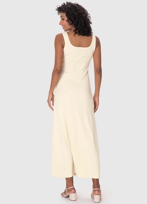 Malwee - Vestido Mídi Evasê Linho Off White - MALWEE