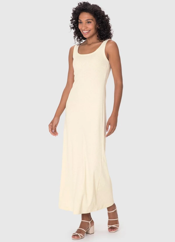 Malwee - Vestido Mídi Evasê Linho Off White 3